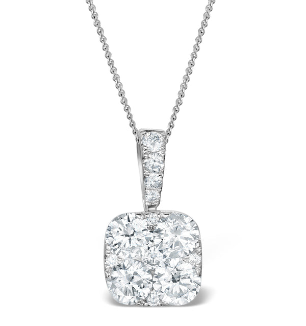 Lab Diamond Carre Galileo 1.10CT Pendant Necklace in 9K White Gold